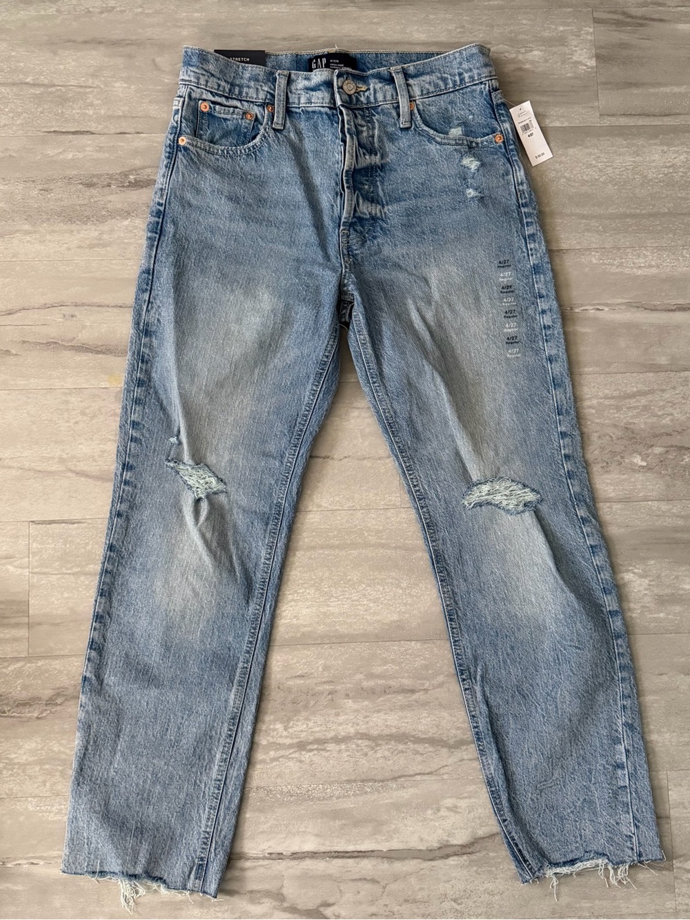 GAP Light Blue Distressed Cheeky Straight Jeans
